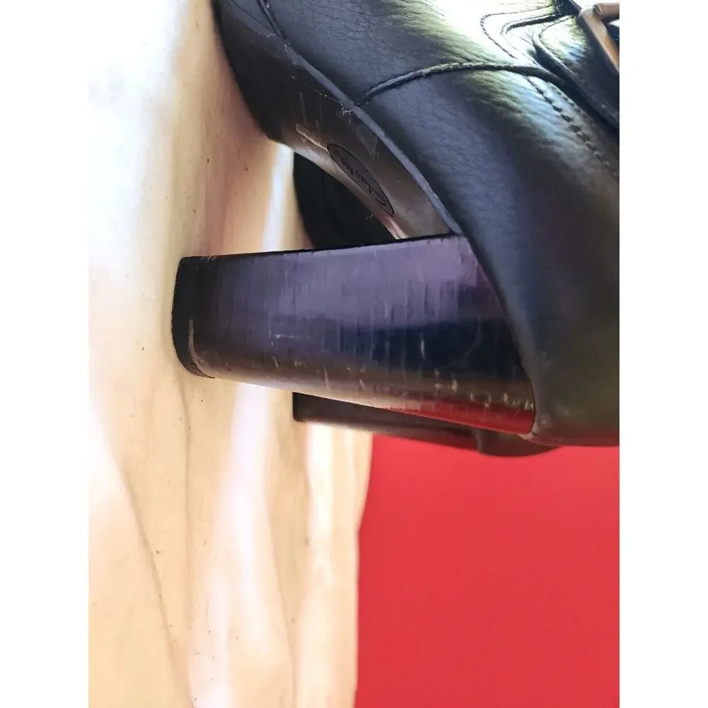 CLARKS Indigo Shoes Women's Size 8.5M Black Leather Boots Heels Booties #64503